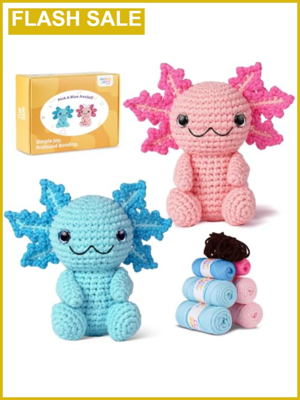 Crochet Kit for Beginners 2Pack Axolotl Animal Learn to Crochet Set